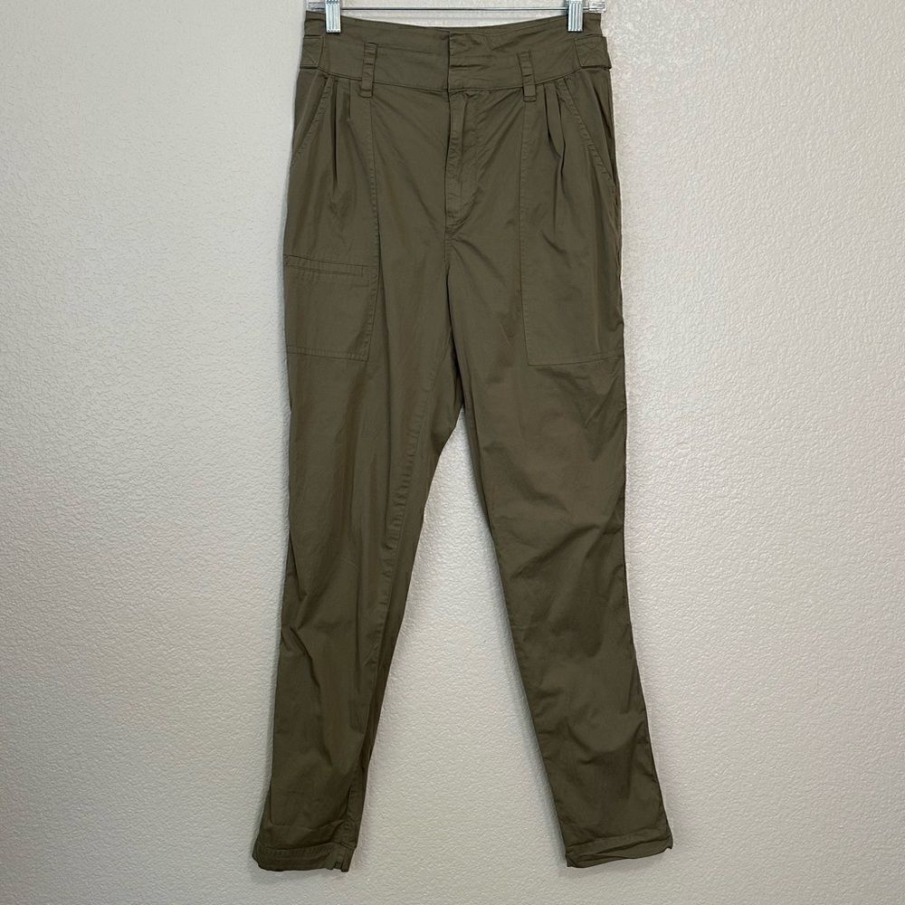 Frame Olive Green Women’s Casual Pleated Cargo Pants